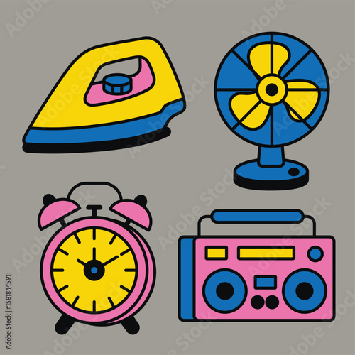 Popular 1990 Retro Items Illustration