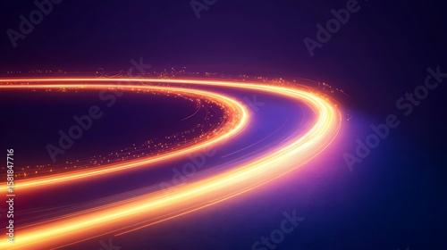 Abstract swirling light trails on a dark background