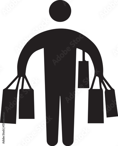 Shopper with Shopping Bags Icon