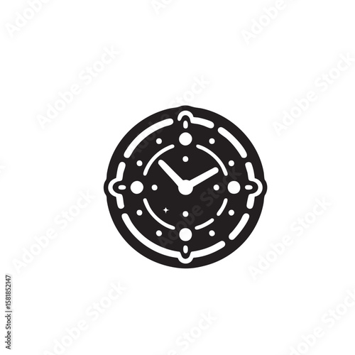 clock shape simple black and white silhouette icon