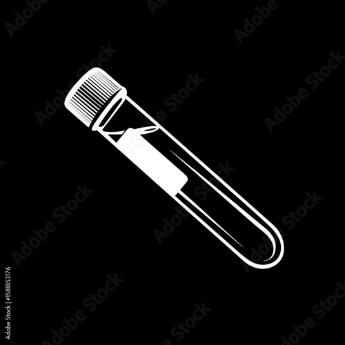 Blood test vial on black background with label  