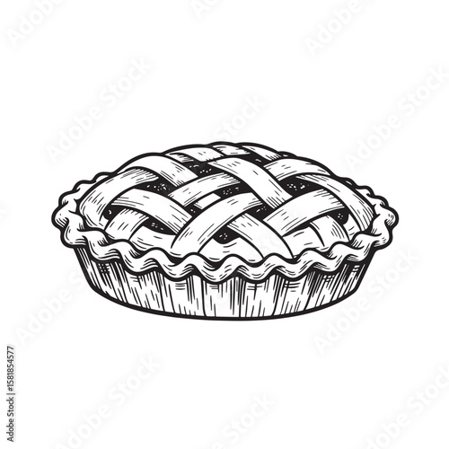 Black and white pie with lattice crust pastry dessert