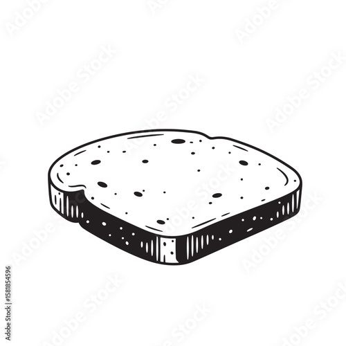 Black and white slice of bread with seeds food baked goods