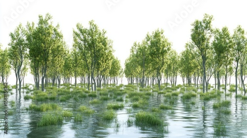 Lush forest in a flooded area