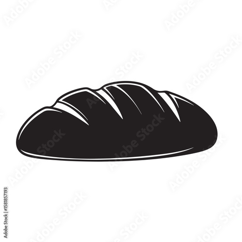 Black loaf bread with score marks baked food