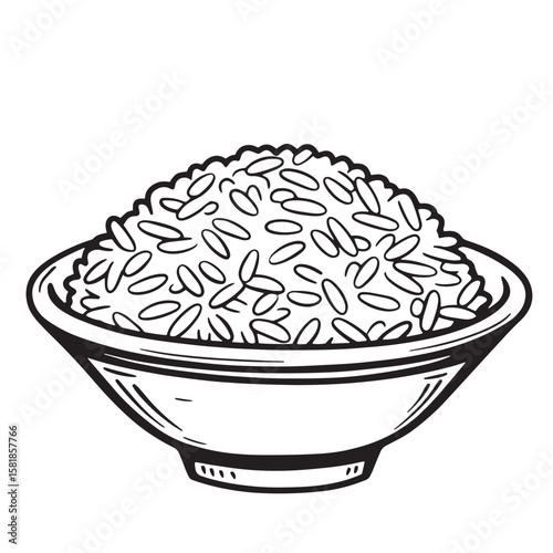 Bowl of rice illustration food grain