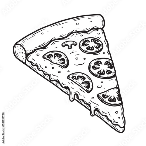 Delicious pizza slice with tomato and mushroom toppings food italian
