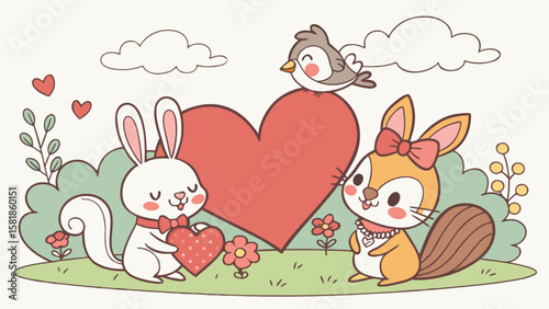 Cute valentine animals