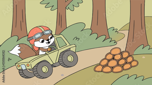 Squirrel driving a car
