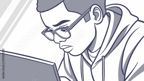 Man using laptop study
