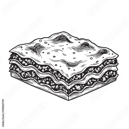 Layered pasta dish with meat filling and bubbly top lasagna food