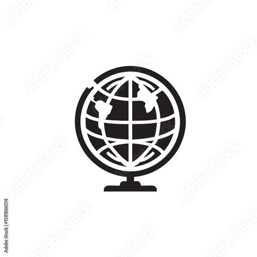 Globe shape simple black and white silhouette icon