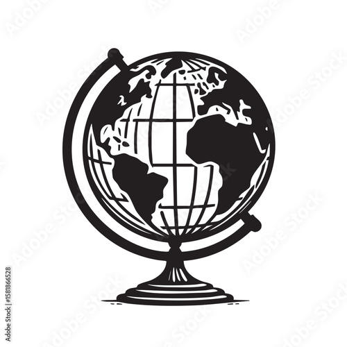 Globe shape simple black and white silhouette icon