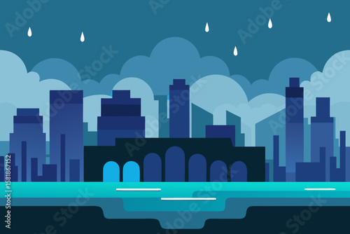 Parallax Stormy City Background for 2D Games