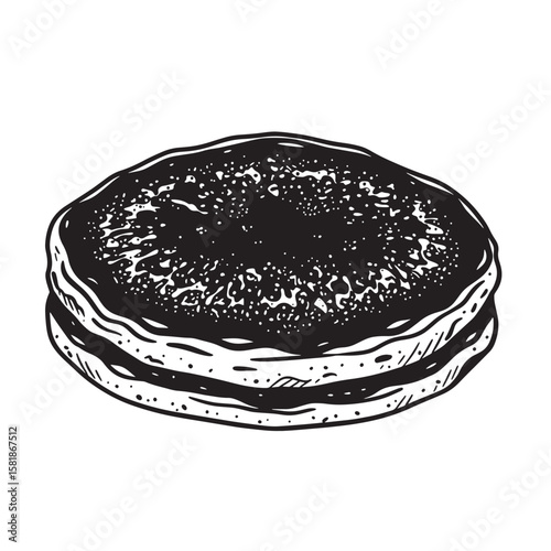 Round layered pastry with textured topping vector