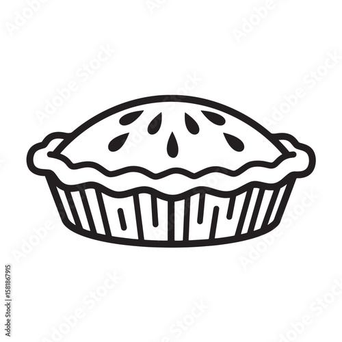 Round pie with decorative crust and filling pastry dessert