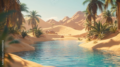 Desert oasis landscape
