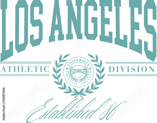 Los Angeles cali California varsity wreaf LA cute college front typography slogan design sports Varsity College USA Trending Graphic Tee t-shirt logo slogan artwork typography tote badge emblem crest 