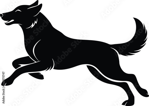 Jumping Dog Silhouette Vector Illustration – Energetic Pet in Motion, Isolated on White Background