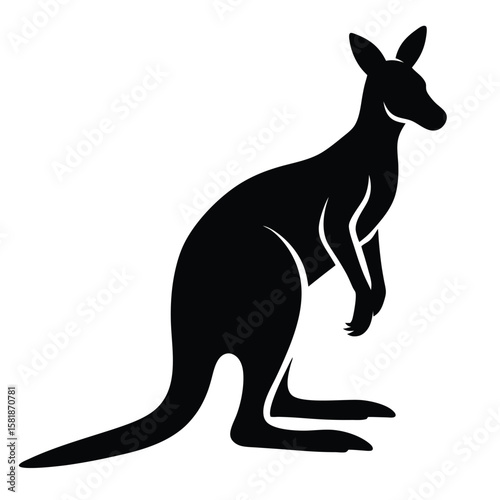 Kangaroo Silhouette Vector Illustration – Iconic Australian Animal Design, Isolated on White Background