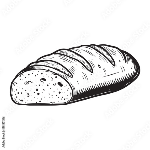 Vintage Art Loaf Bread Slice sliced crust