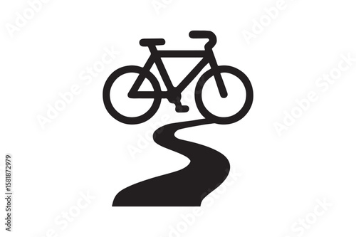 Bike Route icon silhouette vector with white background