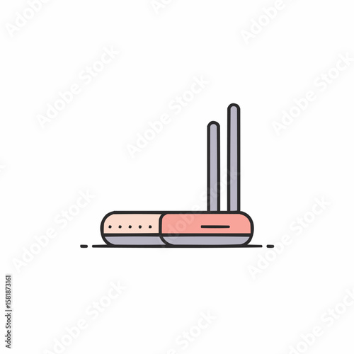Wireless router icon with antennas, modern design for internet and network access