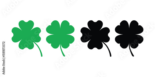 Good luck four leaf clover flat icon