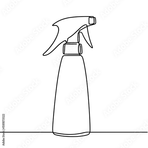  Spray bottle in continuous line style symbolizing cleaning and travel hygiene essentials