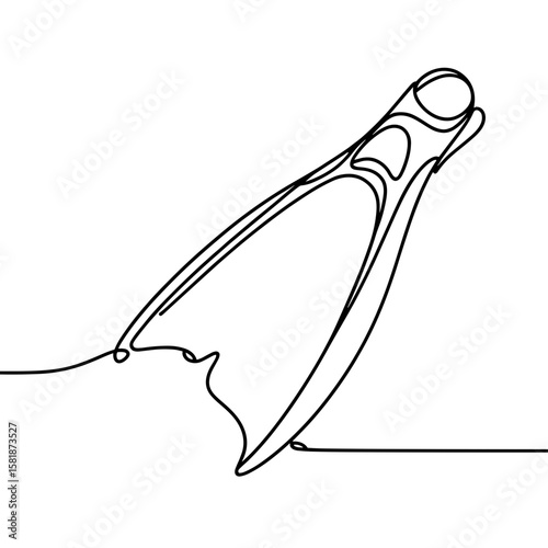 Swim fin in continuous line style symbolizing underwater sports and summer adventure