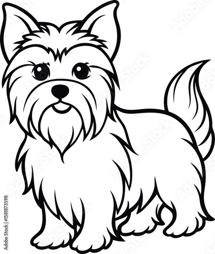 Cute Yorkshire Terrier Dog Line Art – Adorable Yorkie Cartoon Clipart for Pet Lovers