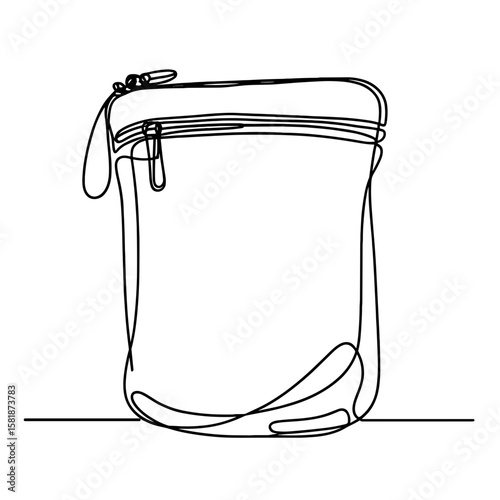 Small crossbody bag in continuous line style symbolizing travel convenience and urban fashion