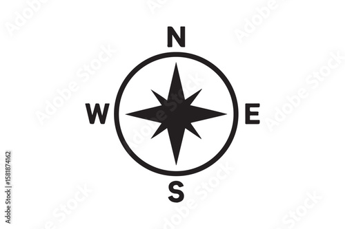 Compass Symbol icon silhouette vector with white background