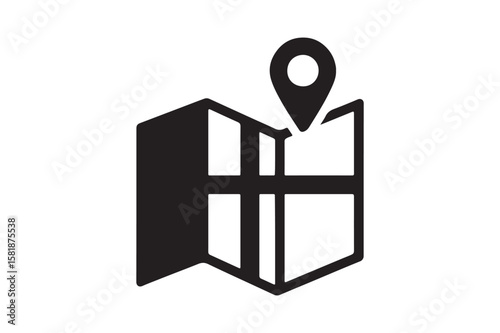 Intersection Map icon silhouette vector with white background