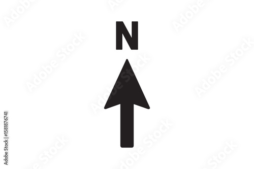 North Arrow icon silhouette vector with white background
