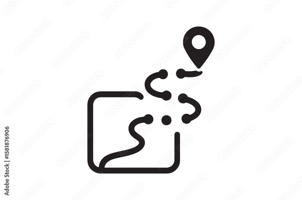 Offroad Route icon silhouette vector with white background Offroad Route icon silhouette vector with white background