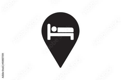 Rest Stop Pin icon silhouette vector with white background