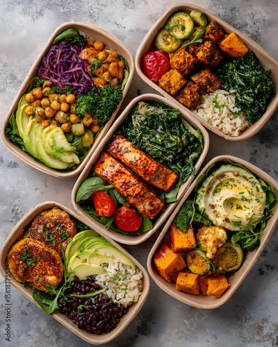 Colorful Healthy Meal Prep With Fresh Vegetables and Proteins