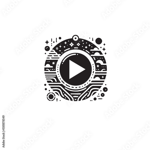 Play Button shape simple black and white silhouette icon