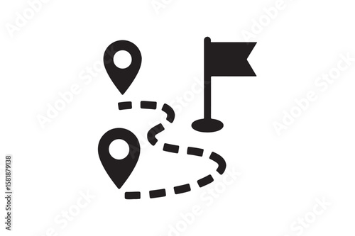 Trail Path icon silhouette vector with white background