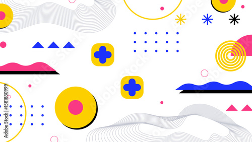 Abstract colorful shapes and wavy lines ideal for backgrounds, digital art, print designs, posters, presentations, and modern artistic projects.