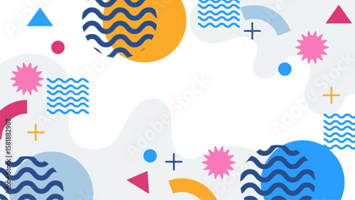 Abstract design with colorful geometric shapes suitable for modern graphic design projects, web backgrounds, and vibrant advertising campaigns.