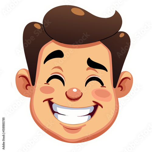 Joyful Cartoon Face with a Wide Bright and Happy Smile.