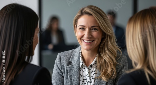Wallpaper Mural 3d illustration of businesswoman smiling during a meeting with colleagues in office Torontodigital.ca