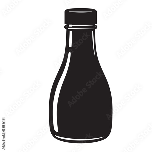 Black glass bottle with white highlights container