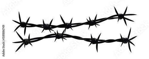 Barbed wire silhouette vector, Barb wire flat vector