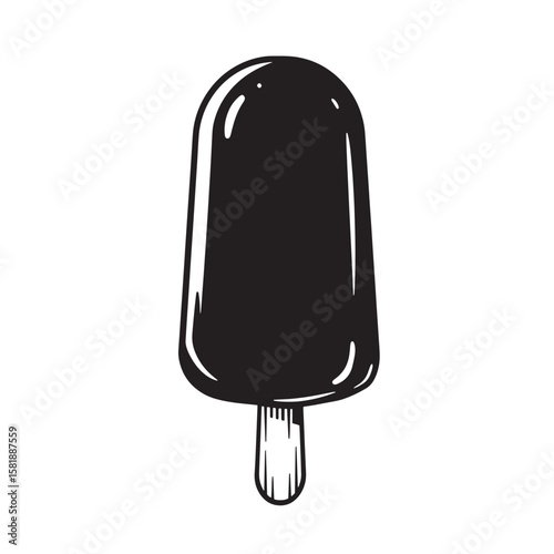 Black ice cream bar on stick popsicle frozen treat