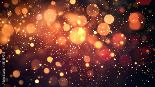 Shimmering Golden Bokeh Lights on a Dark Background at Night