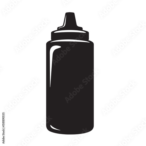 Black squeeze bottle silhouette condiment bottle