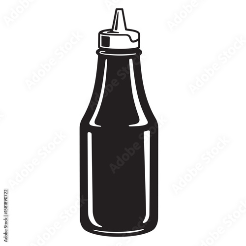 Black squeeze bottle with cap condiment bottle sauce bottle